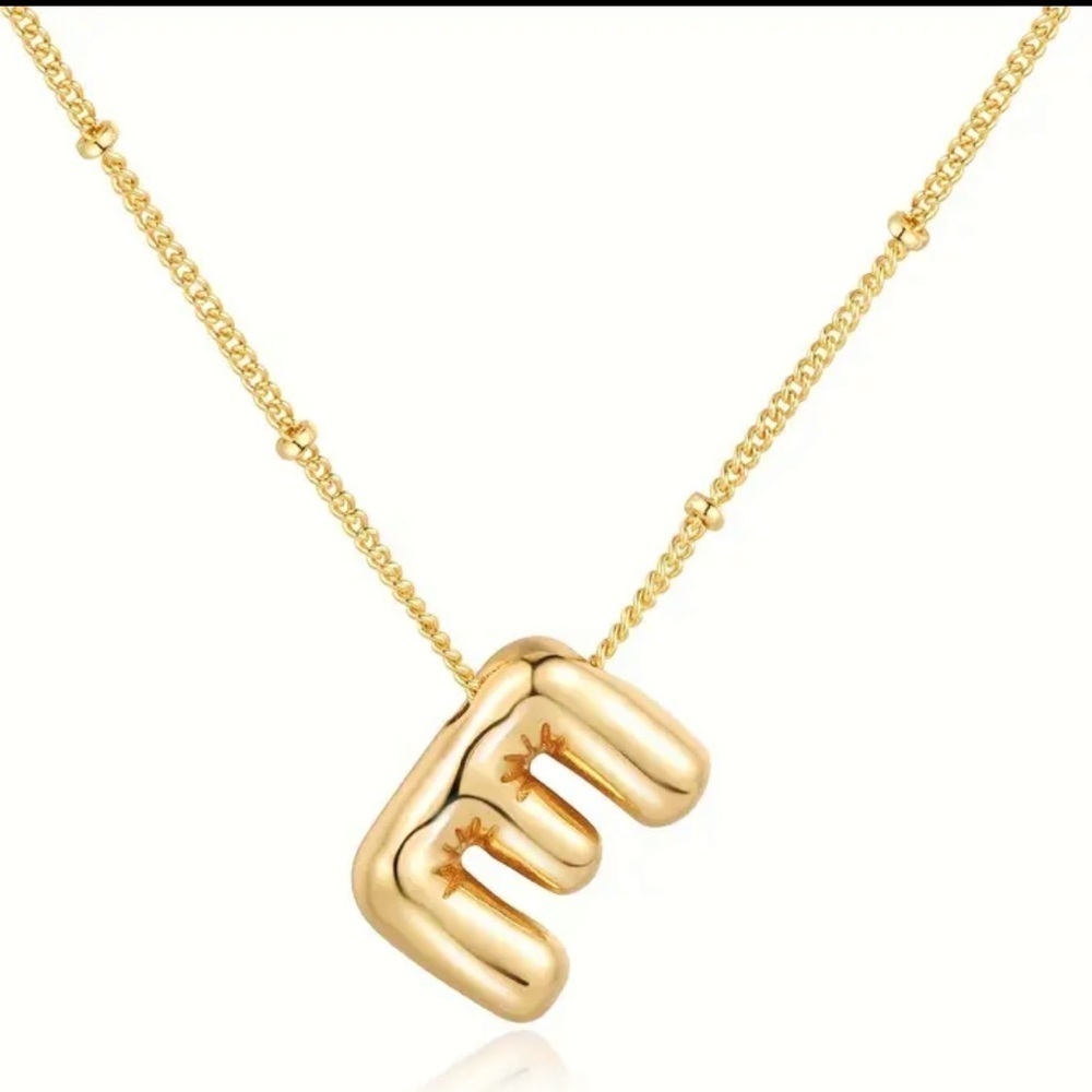 Bubble Letter Initial necklace - Picture 3 of 6